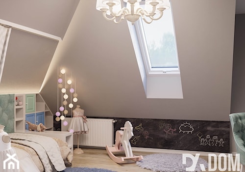 Mieszkanie na poddaszu w Olkusz - Średni szary pokój dziecka dla dziecka dla nastolatka dla dziewczynki, styl rustykalny - zdjęcie od Dom-Art