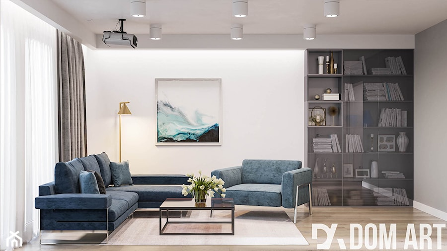 Minimalistyczne mieszkanie - Mały szary salon, styl minimalistyczny - zdjęcie od Dom-Art
