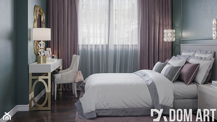 Mieszkanie w stylu Glamour - Średnia szara sypialnia, styl glamour - zdjęcie od Dom-Art