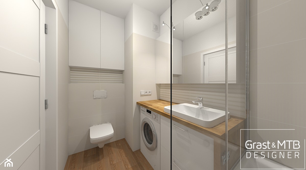 Projekt Mieszkania 40 m2 pakiet Basic - Łazienka, styl nowoczesny - zdjęcie od Kompleksowe realizacje wnętrz pod klucz - Homebook