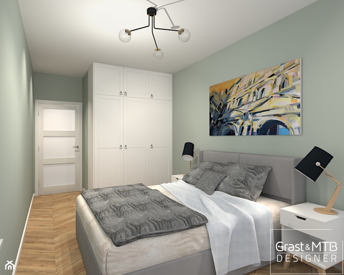 Projekt Mieszkania 40 m2 pakiet Basic - Sypialnia, styl nowoczesny - zdjęcie od Kompleksowe realizacje wnętrz pod klucz - Homebook