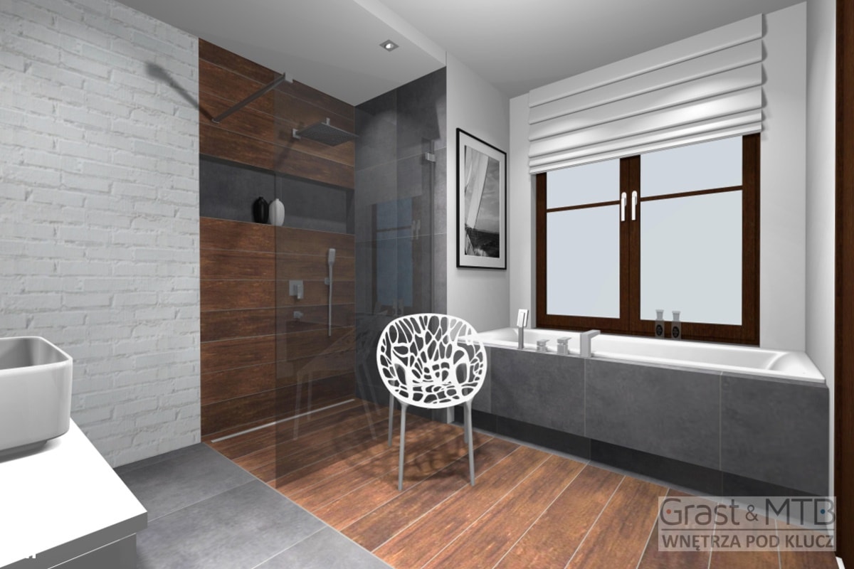 Łazienka Pełna Dźwięków - Średnia biała łazienka w bloku w domu jednorodzinnym z oknem - zdjęcie od Kompleksowe realizacje wnętrz pod klucz - Homebook