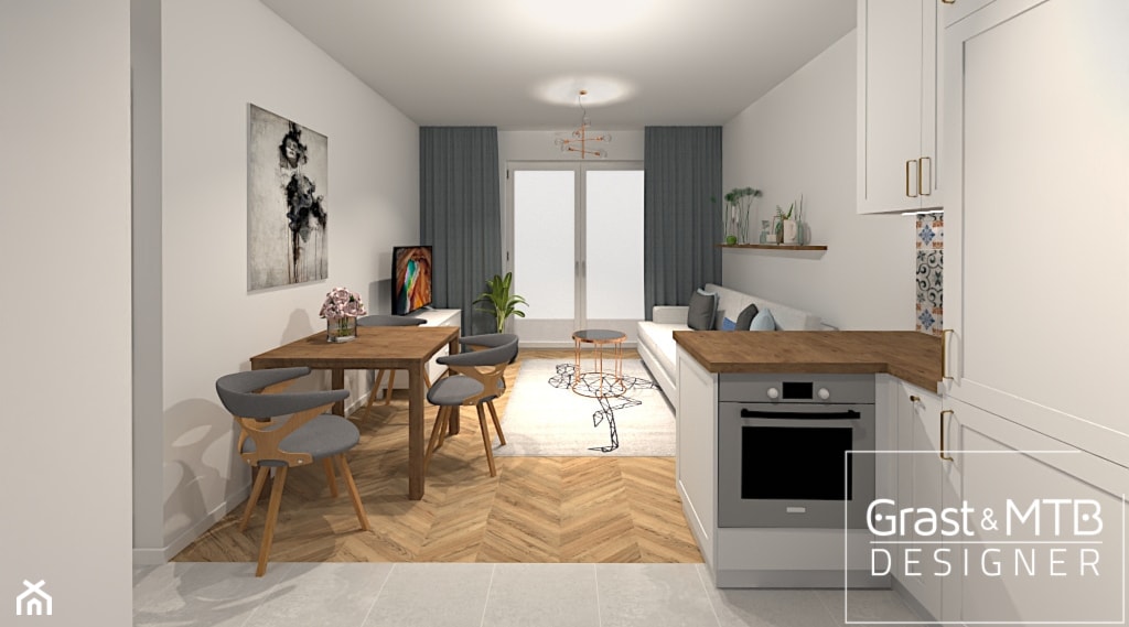Projekt Mieszkania 40 m2 pakiet Basic - Salon, styl nowoczesny - zdjęcie od Kompleksowe realizacje wnętrz pod klucz - Homebook