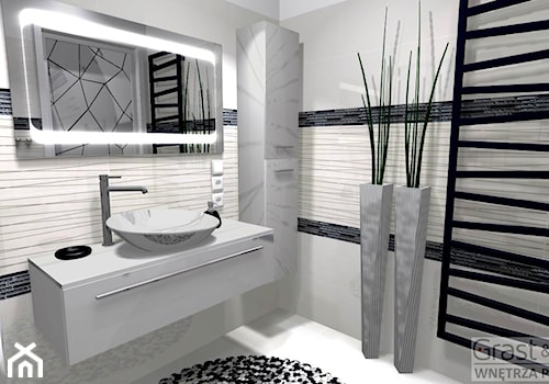 Czarno biała elegancja - Mała bez okna łazienka - zdjęcie od Kompleksowe realizacje wnętrz pod klucz