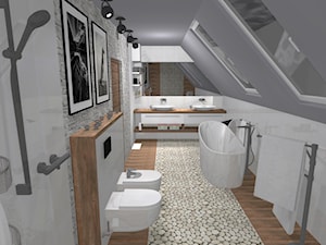 Dary Natury - Duża na poddaszu łazienka z oknem, styl nowoczesny - zdjęcie od Kompleksowe realizacje wnętrz pod klucz