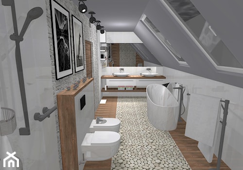 Dary Natury - Duża na poddaszu łazienka z oknem, styl nowoczesny - zdjęcie od Kompleksowe realizacje wnętrz pod klucz