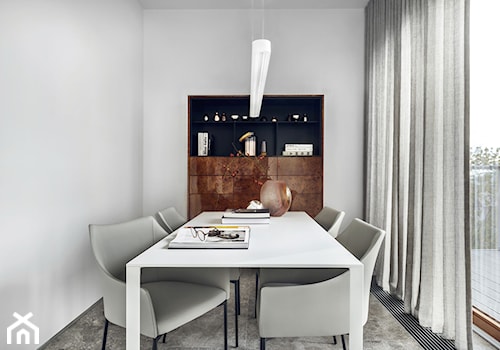 MIESZKANIE I GDYNIA - Średnia biała jadalnia jako osobne pomieszczenie, styl minimalistyczny - zdjęcie od LOFT Magdalena Adamus