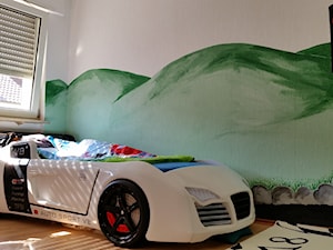 auto-moto - Średni biały zielony pokój dziecka dla dziecka dla chłopca, styl glamour - zdjęcie od Dotri