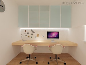 Mieszkanie - Lublin - Średnie z zabudowanym biurkiem białe biuro - zdjęcie od Kunkiewicz Architekci
