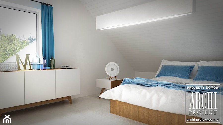 APS 053 NEW - Mała biała sypialnia na poddaszu - zdjęcie od ARCHIprojekt Najlepsze Projekty Domów