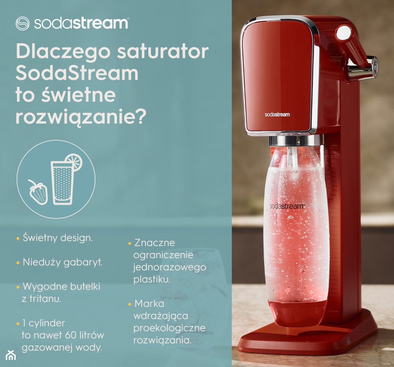 Dlaczego saturator SodaStream to świetne rozwiązanie do każdej kuchni? - infografika.