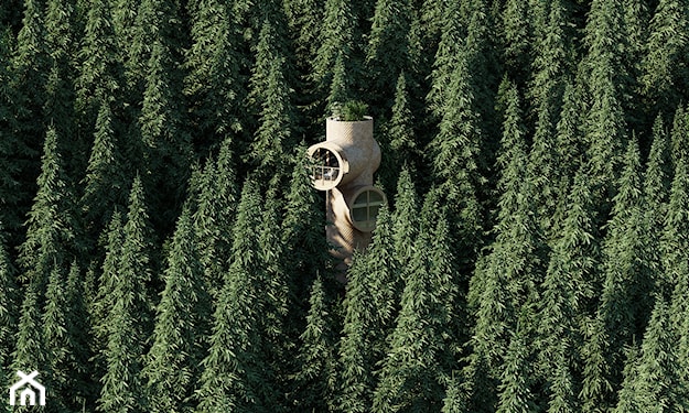 leśny domek w kształcie Minionka