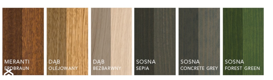 Drewno w oknach Innoview może być przygotowane w różnych kolorach wg indywidualnych preferencji Klienta.