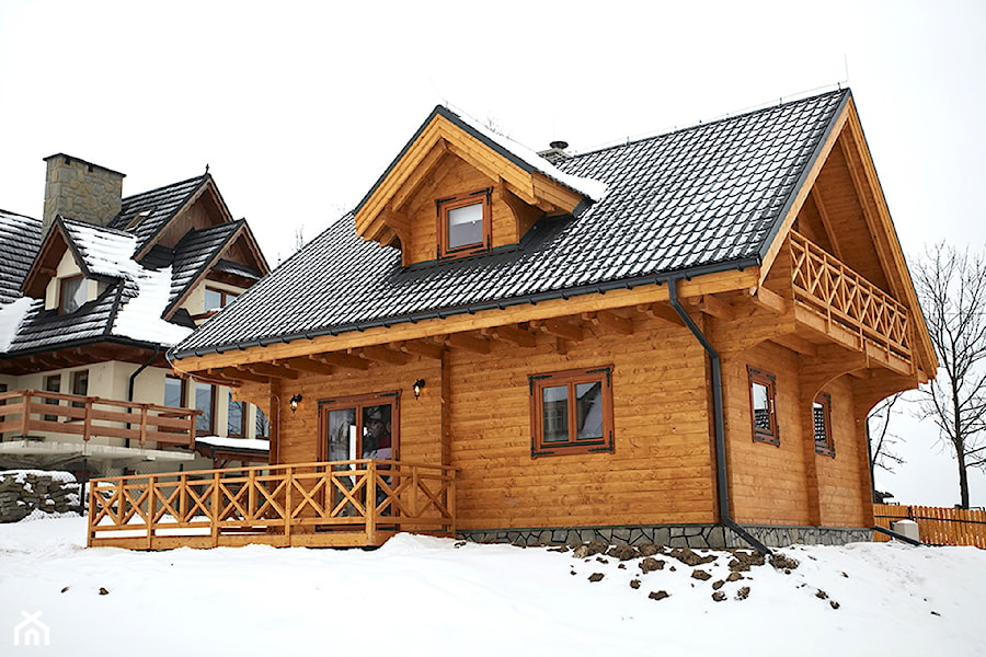 Almette - konkurs - Średnie jednopiętrowe domy jednorodzinne z bali drewniane z bali z dwuspadowym dachem - zdjęcie od Homebook.pl