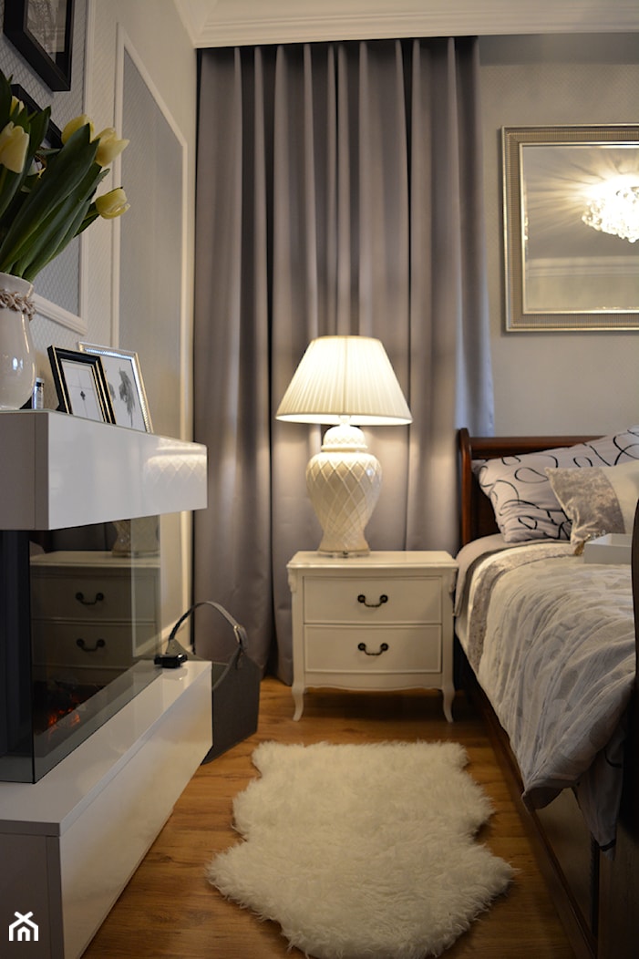 Sypialnia w eleganckich szarościach - Mała szara sypialnia, styl tradycyjny - zdjęcie od Lumiere Design - Homebook