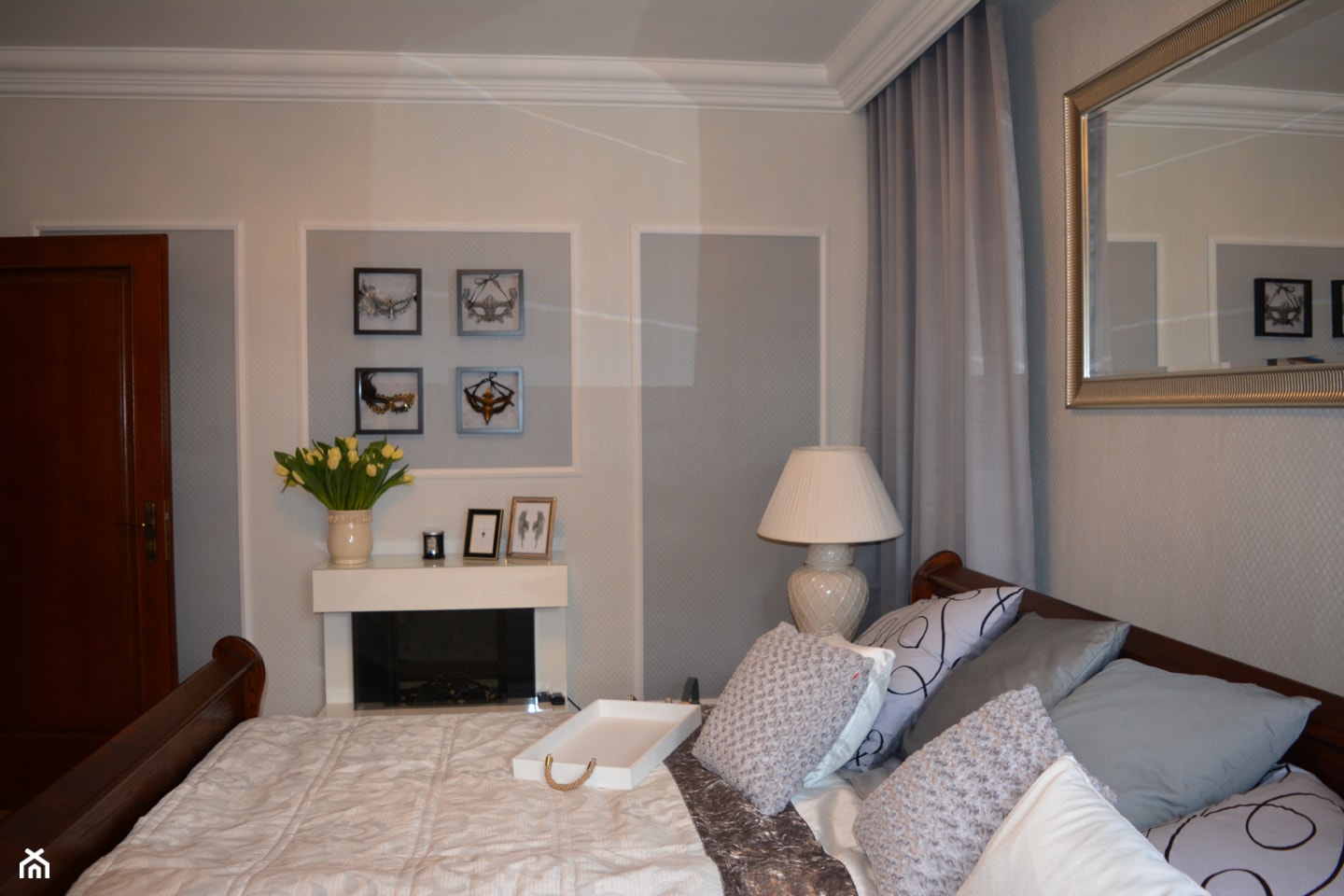 Sypialnia w eleganckich szarościach - Sypialnia, styl tradycyjny - zdjęcie od Lumiere Design - Homebook