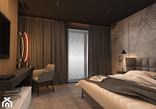 DOM JEDNORODZINNY ZŁOCIENIEC 2019 - Średnia szara sypialnia, styl nowoczesny - zdjęcie od INTERJO Projektowanie Wnętrz