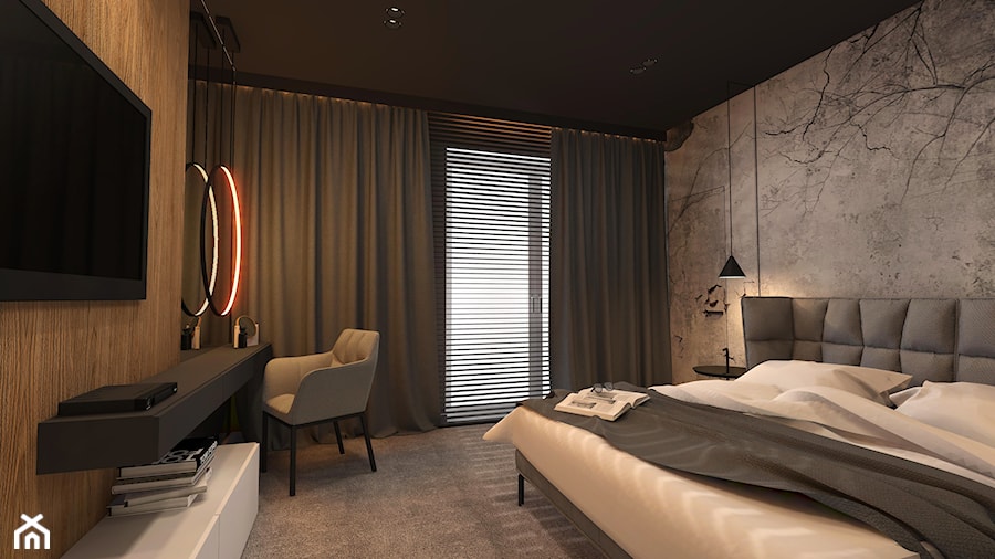 DOM JEDNORODZINNY ZŁOCIENIEC 2019 - Średnia szara sypialnia, styl nowoczesny - zdjęcie od INTERJO Projektowanie Wnętrz