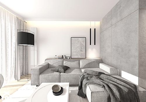 Mały biały szary salon, styl nowoczesny - zdjęcie od INTERJO Projektowanie Wnętrz