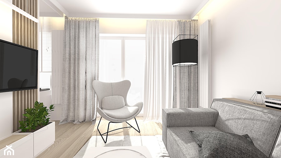 Mały biały salon, styl nowoczesny - zdjęcie od INTERJO Projektowanie Wnętrz
