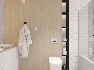 Mała na poddaszu bez okna z lustrem łazienka, styl skandynawski - zdjęcie od INTERJO Projektowanie Wnętrz