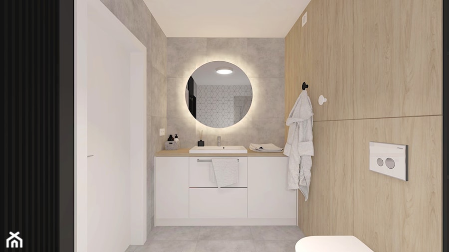 Mała bez okna z lustrem łazienka, styl skandynawski - zdjęcie od INTERJO Projektowanie Wnętrz