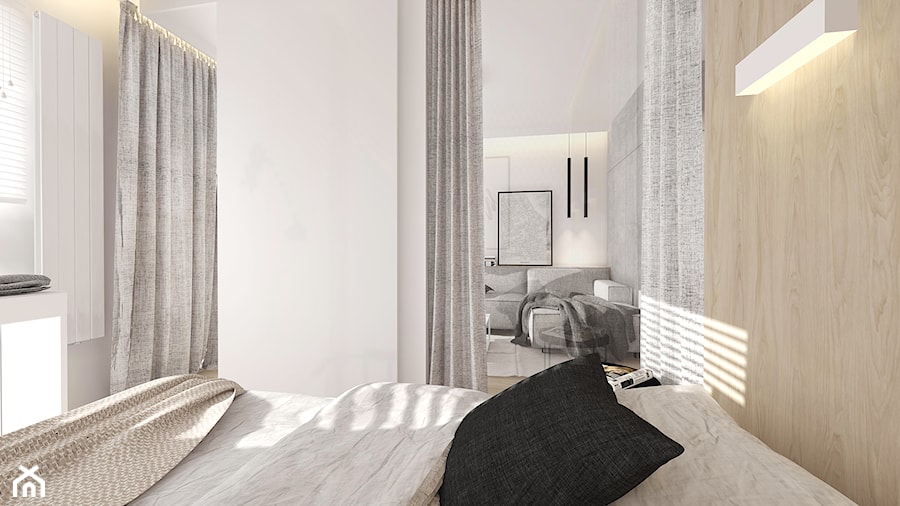Mała szara sypialnia, styl nowoczesny - zdjęcie od INTERJO Projektowanie Wnętrz