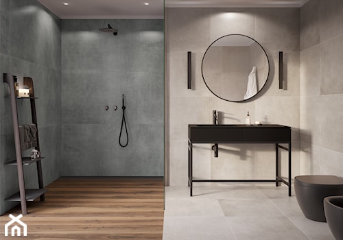 Kolekcja Concrete - Średnia bez okna z lustrem z punktowym oświetleniem łazienka, styl minimalistyczny - zdjęcie od Cerrad