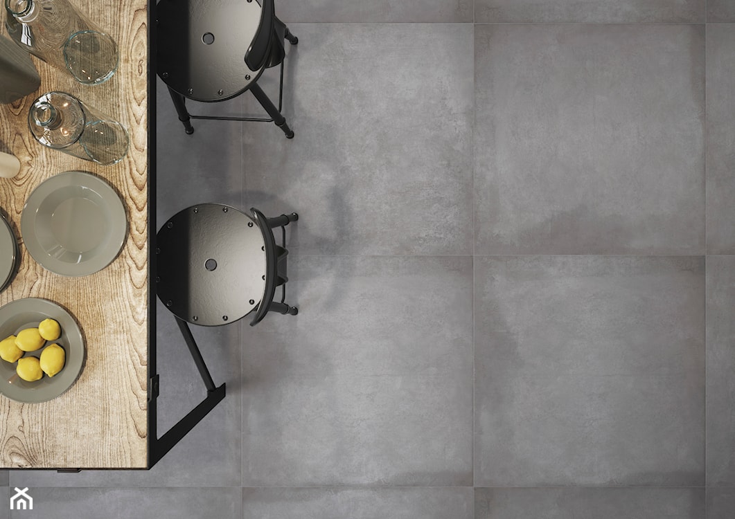 szare płytki podłogowe imitujące beton