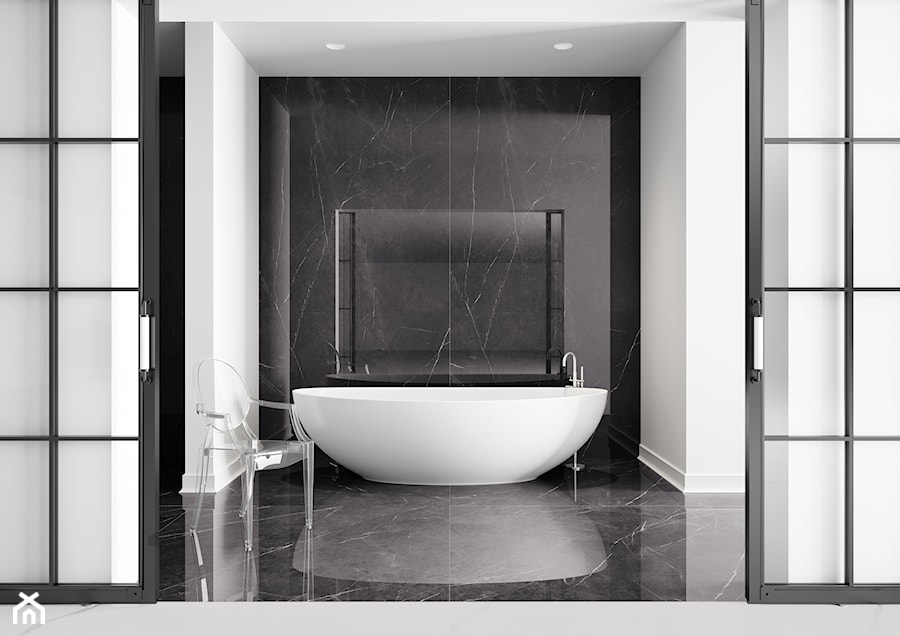 Kolekcja Marquina - Duża z punktowym oświetleniem łazienka z oknem, styl minimalistyczny - zdjęcie od Cerrad