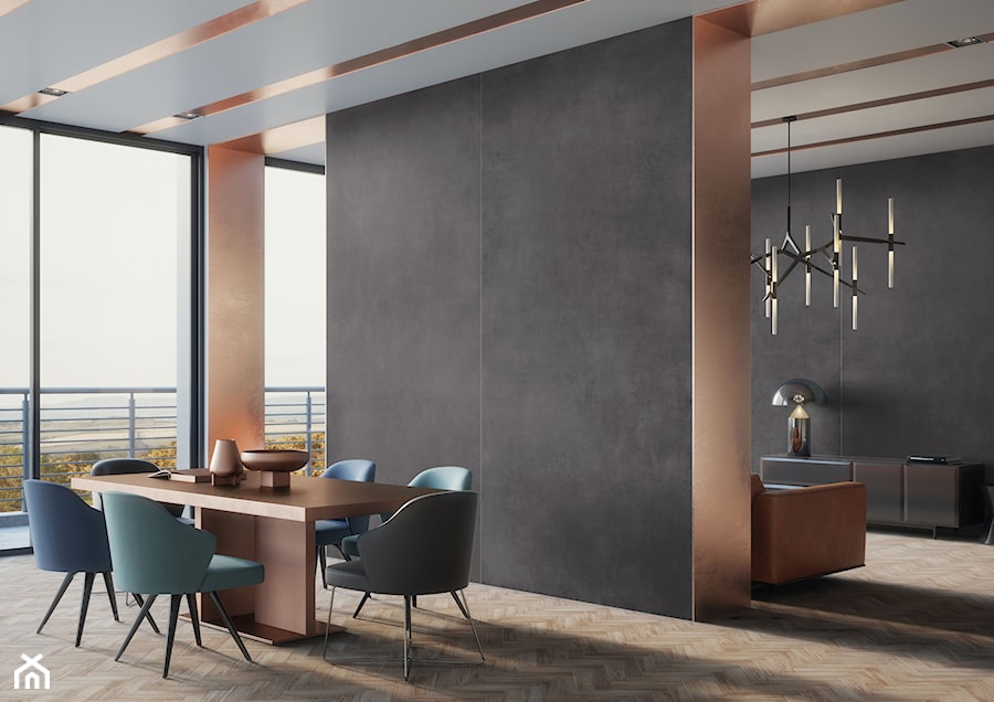 Kolekcja Concrete - Średni czarny salon z jadalnią, styl nowoczesny - zdjęcie od Cerrad