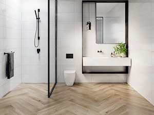Kolekcja Cambia - Średnia łazienka w bloku w domu jednorodzinnym bez okna, styl minimalistyczny - zdjęcie od Cerrad