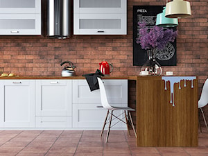 Loft Brick - Średnia otwarta z zabudowaną lodówką kuchnia w kształcie litery l, styl industrialny - zdjęcie od Cerrad
