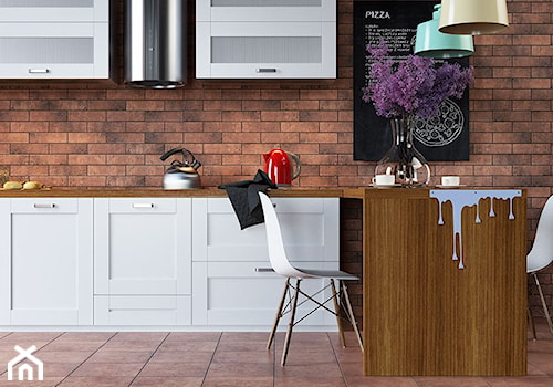 Loft Brick - Średnia otwarta z zabudowaną lodówką kuchnia w kształcie litery l, styl industrialny - zdjęcie od Cerrad