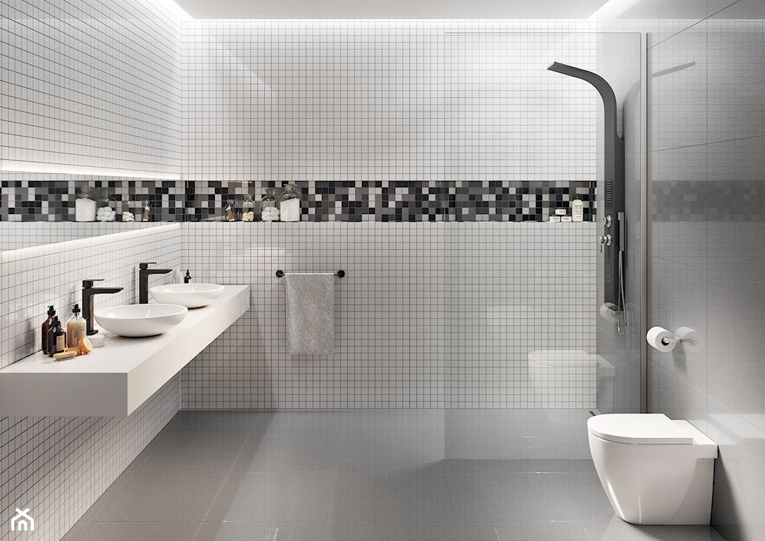 mozaika jednokolorowa, mozaika jako akcent w łazience