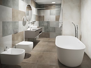 Kolekcja Lukka - Duża łazienka w bloku w domu jednorodzinnym bez okna, styl minimalistyczny - zdjęcie od Cerrad