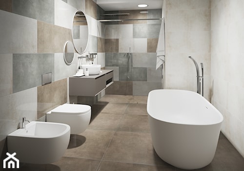 Kolekcja Lukka - Duża bez okna łazienka, styl minimalistyczny - zdjęcie od Cerrad