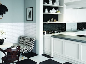 Kolekcja Foggia - Mała otwarta biała szara kuchnia w kształcie litery l w aneksie, styl nowoczesny - zdjęcie od Cerrad
