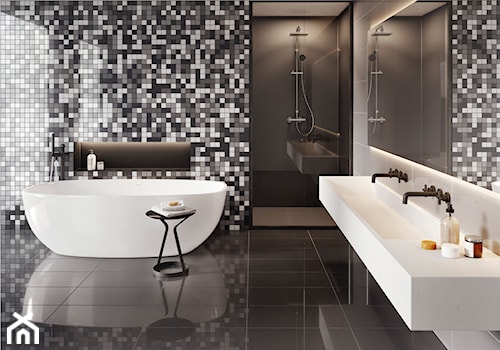 Kolekcja Cambia - Duża bez okna z dwoma umywalkami łazienka, styl nowoczesny - zdjęcie od Cerrad