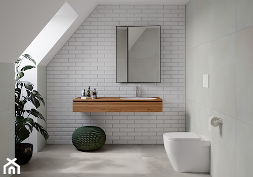 Kolekcja Foggia - Średnia na poddaszu łazienka z oknem, styl minimalistyczny - zdjęcie od Cerrad