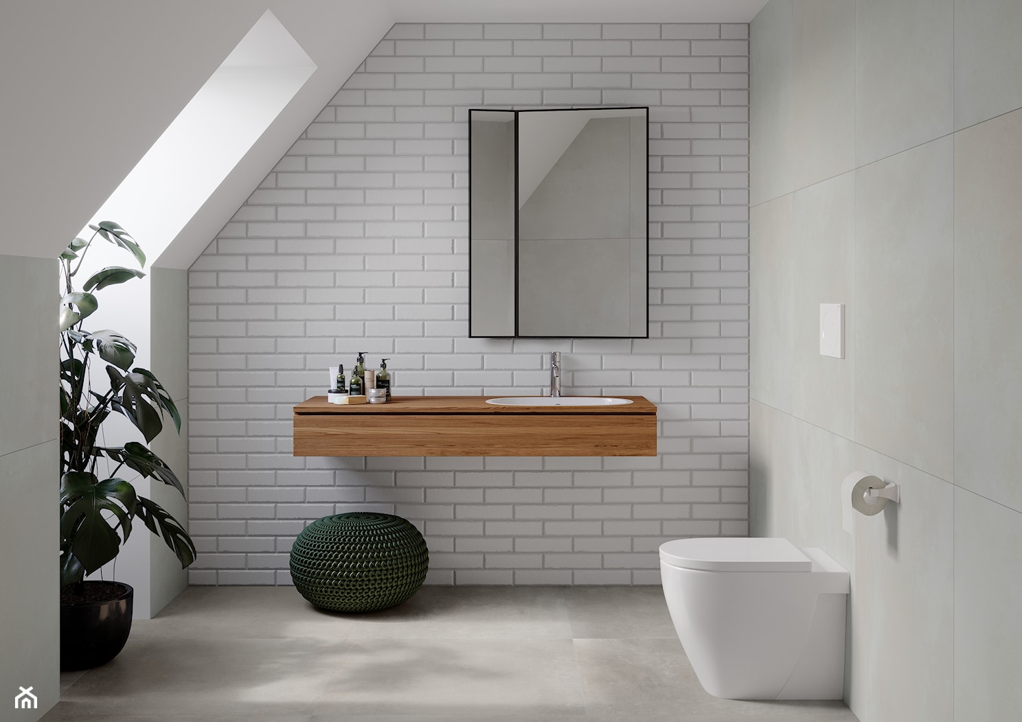 Kolekcja Foggia - Średnia na poddaszu łazienka z oknem, styl minimalistyczny - zdjęcie od Cerrad - Homebook