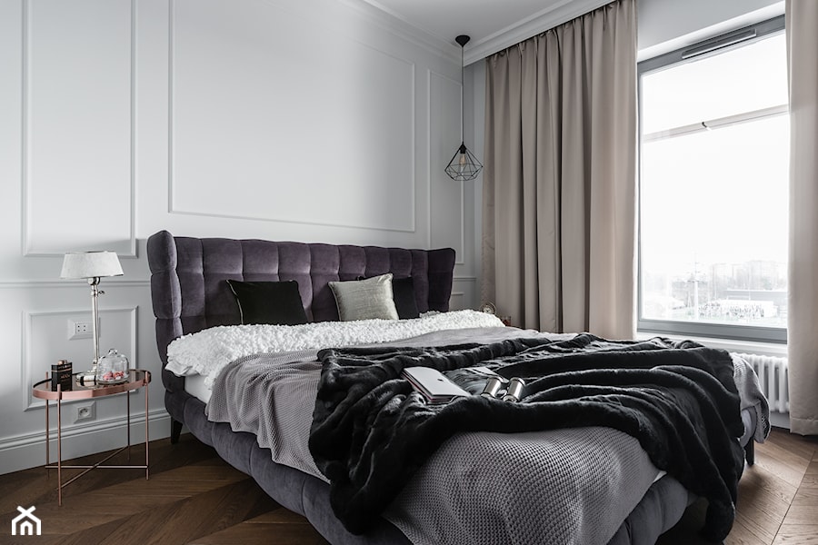 Apartament BRABANK - Gdańsk - Średnia biała sypialnia - zdjęcie od Anna Serafin Architektura Wnętrz