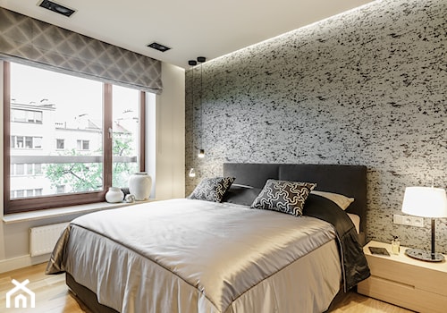 Apartament - Warszawa Powiśle - Średnia biała szara sypialnia, styl nowoczesny - zdjęcie od Anna Serafin Architektura Wnętrz