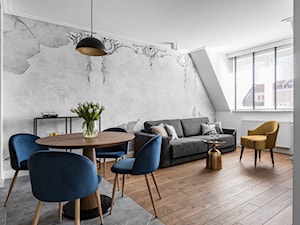 Mieszkanie wakacyjne Tartaczna 2 - Gdańsk - Średni biały szary salon z jadalnią - zdjęcie od Anna Serafin Architektura Wnętrz