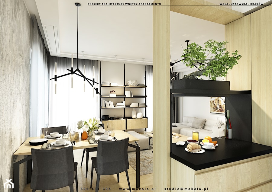 Nowoczesny apartament na Woli Justowskiej w Krakowie - Jadalnia, styl minimalistyczny - zdjęcie od Makola Projekt Studio  architektura wnętrz & design