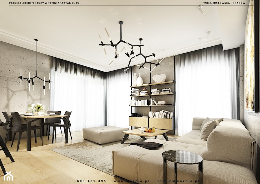 Nowoczesny apartament na Woli Justowskiej w Krakowie - Salon, styl minimalistyczny - zdjęcie od Makola Projekt Studio  architektura wnętrz & design
