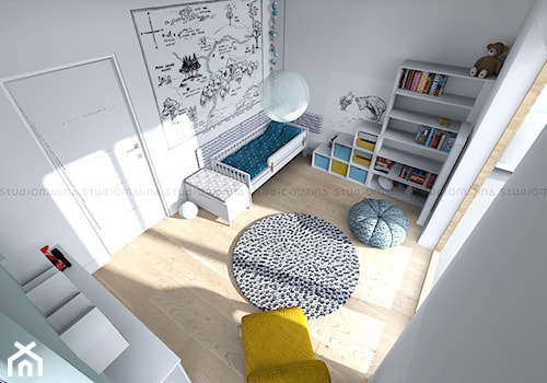 Pokój Tadka - Średni biały pokój dziecka dla dziecka dla chłopca, styl skandynawski - zdjęcie od Studio Malina – Architekci & Projektanci wnętrz