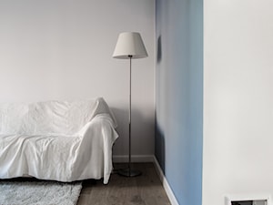 Realizacja | Skandynawskie mieszkanie dla pary z kotem - Średni niebieski szary salon, styl skandyn ... - zdjęcie od Studio Malina – Architekci & Projektanci wnętrz
