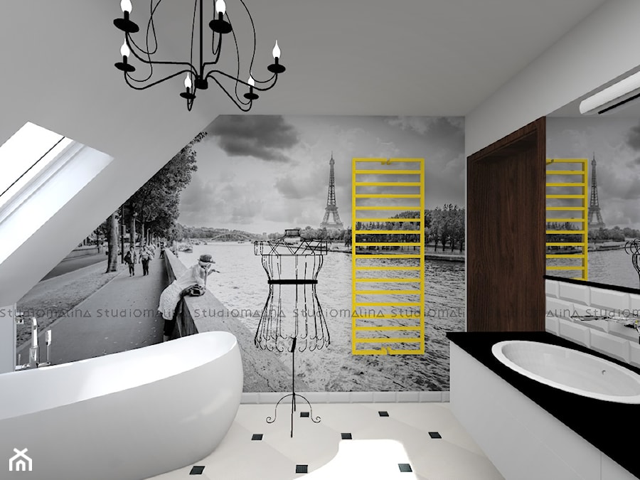 Paryska łazienka | dom pod Warszawą - Łazienka, styl nowoczesny - zdjęcie od Studio Malina – Architekci & Projektanci wnętrz