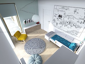 Pokój Tadka - Średni biały miętowy pokój dziecka dla nastolatka dla chłopca, styl skandynawski - zdjęcie od Studio Malina – Architekci & Projektanci wnętrz
